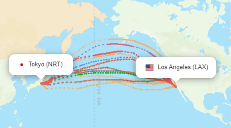 LAX to Tokyo Flight Route Overview