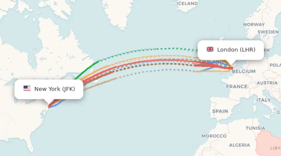 Flight from New York to London